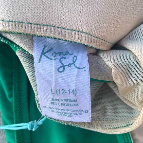 NWT NEW Kona Sol Green Full Coverage One Piece Tummy Control Swimsuit LG 12/14 - Picture 14 of 15